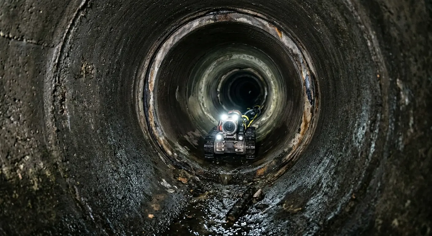 Robotic sewer camera inspecting pipe interior for Drain Snake Service in Gainesville